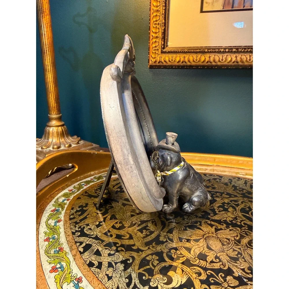 Vintage Victorian Bulldog‎ Couple Tabletop Mirror